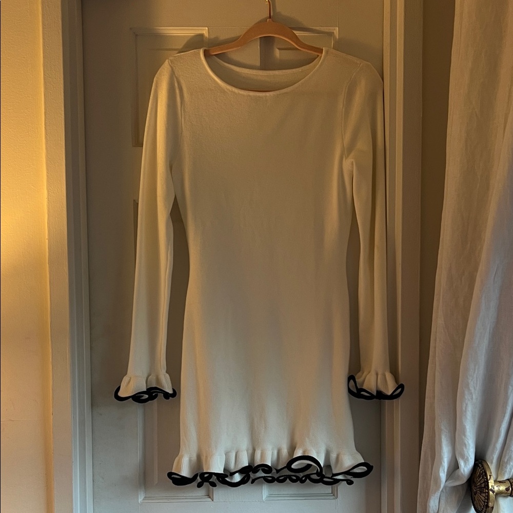 Elegant White Dress with Black Trim